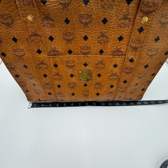 MCM Vintage Visetos Monogram Cognac Large Shopper Tote Carryall Shoulder Bag EUC - Picture 13 of 17